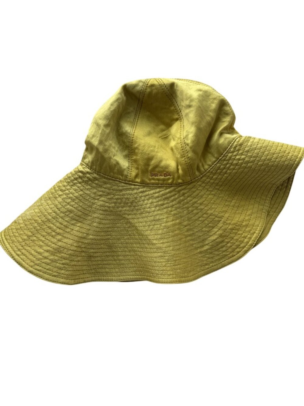 PRADA Size Small (S) Yellow Nylon Bucket Hat Wide Brim Sun Hat